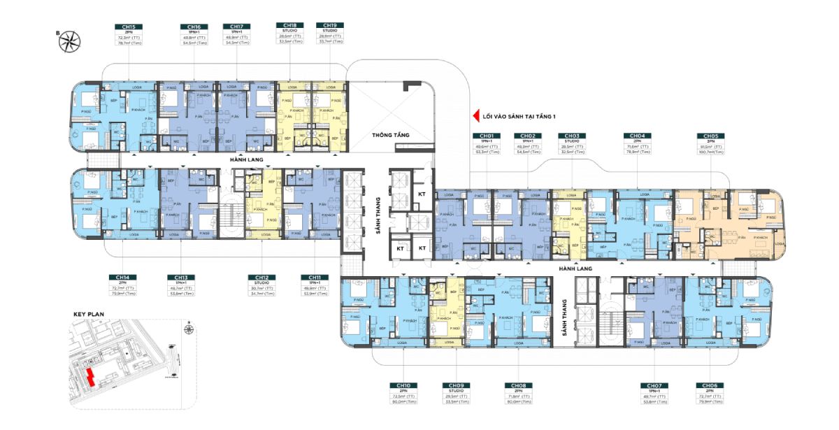 mặt bằng tầng 2 toà BE5 The Beverly