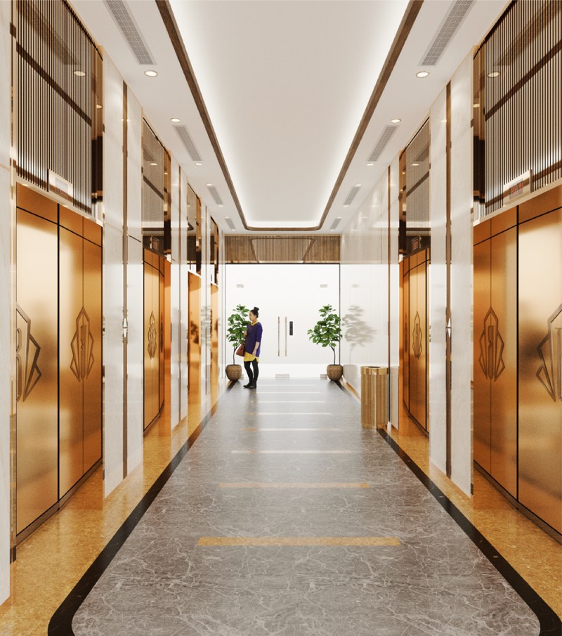 hành lang khu vực tháng máy