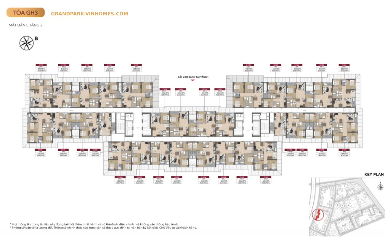 mặt bằng tầng 2 tòa GH3 Glory Heihgts