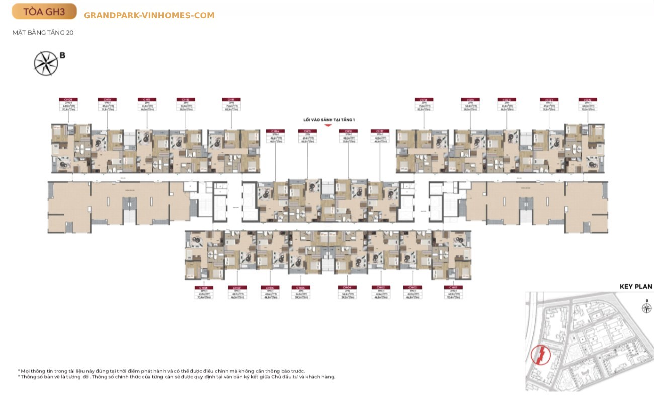 mặt bằng tầng 20 tòa GH3 Glory Heihgts