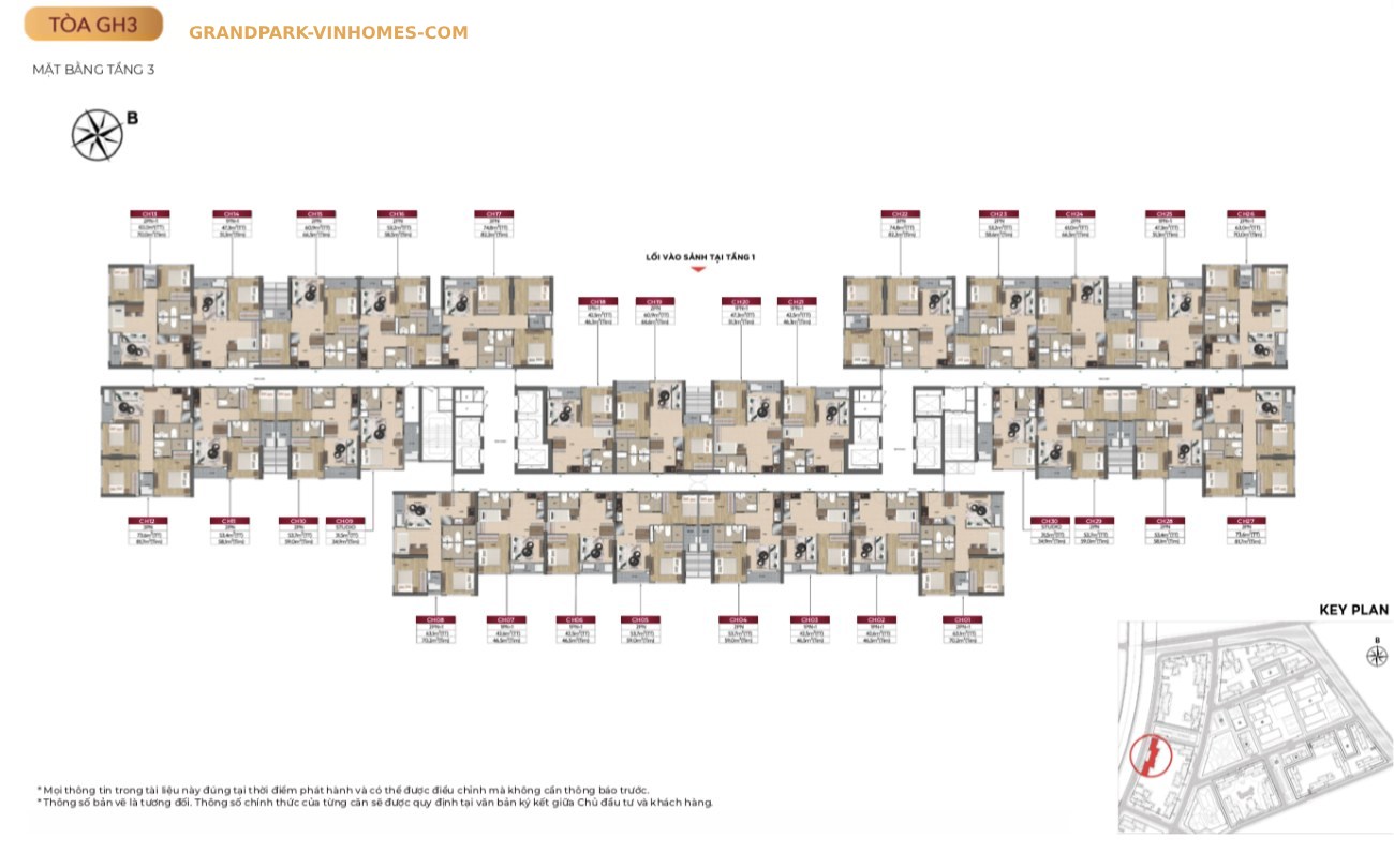 mặt bằng tầng 3 tòa GH3 Glory Heihgts
