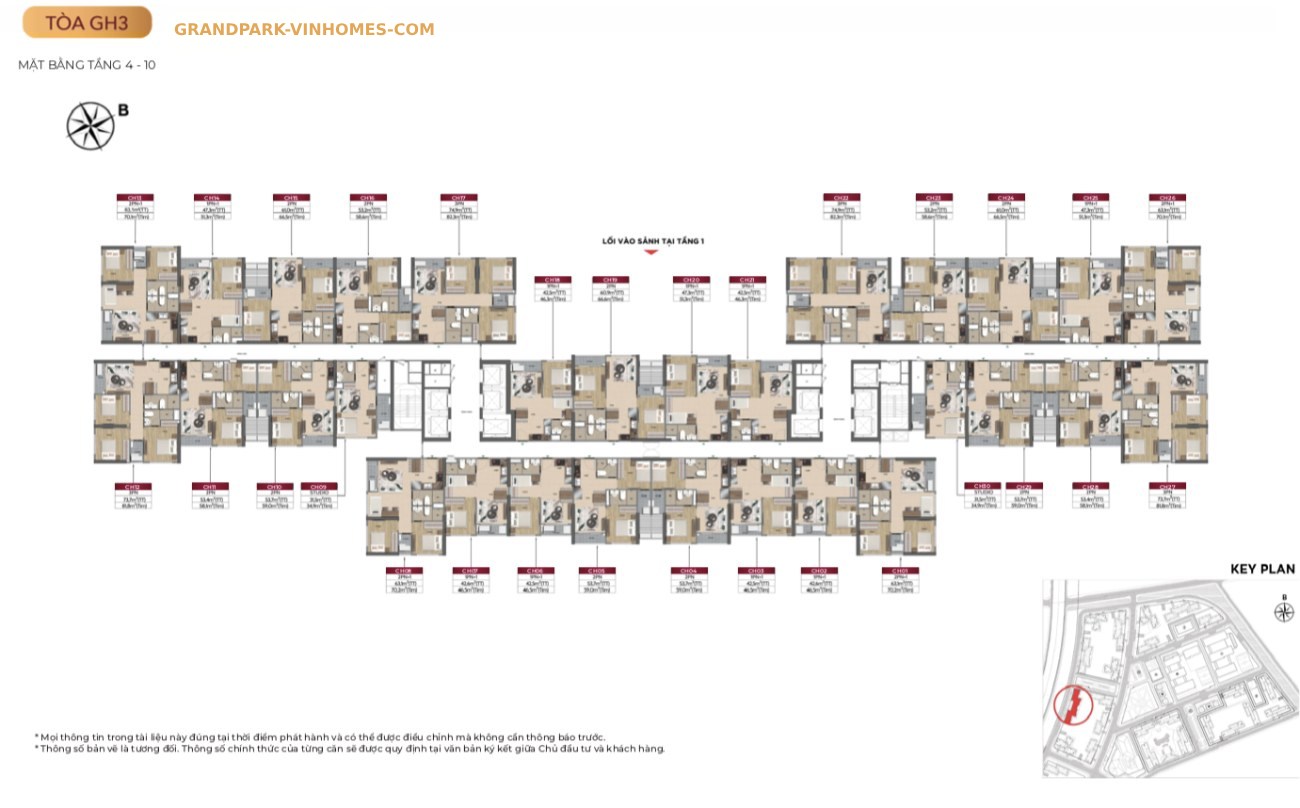 mặt bằng tầng 4-10 tòa GH3 Glory Heihgts