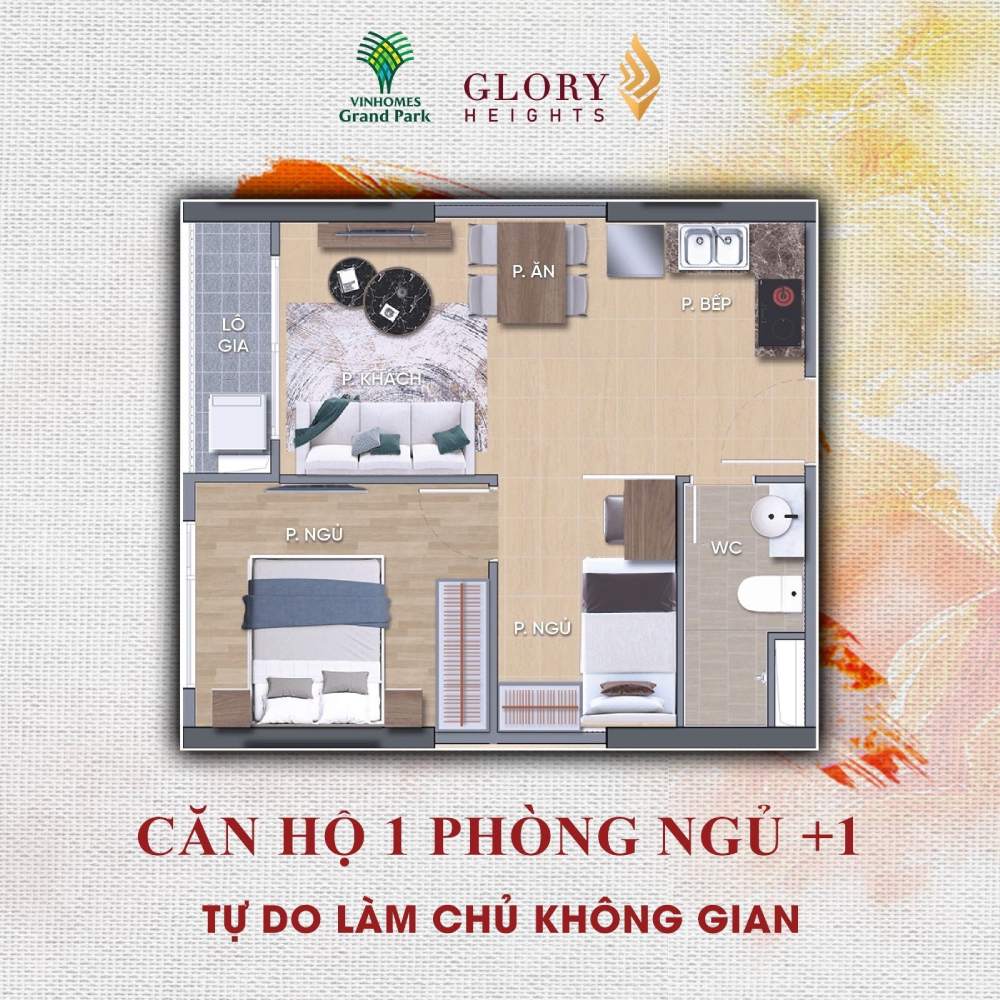 thiết kế căn hộ 1pn+ glory heights vinhomes grand park