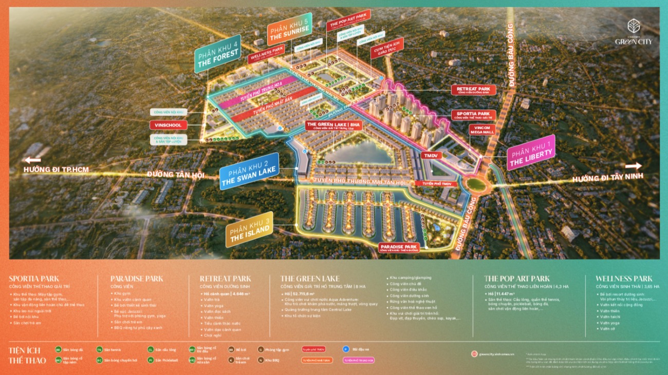 mặt bằng tiện ích Vinhomes Green City